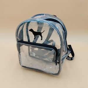 PINK Victoria's Secret Clear Holographic Sparkle Mini Backpack